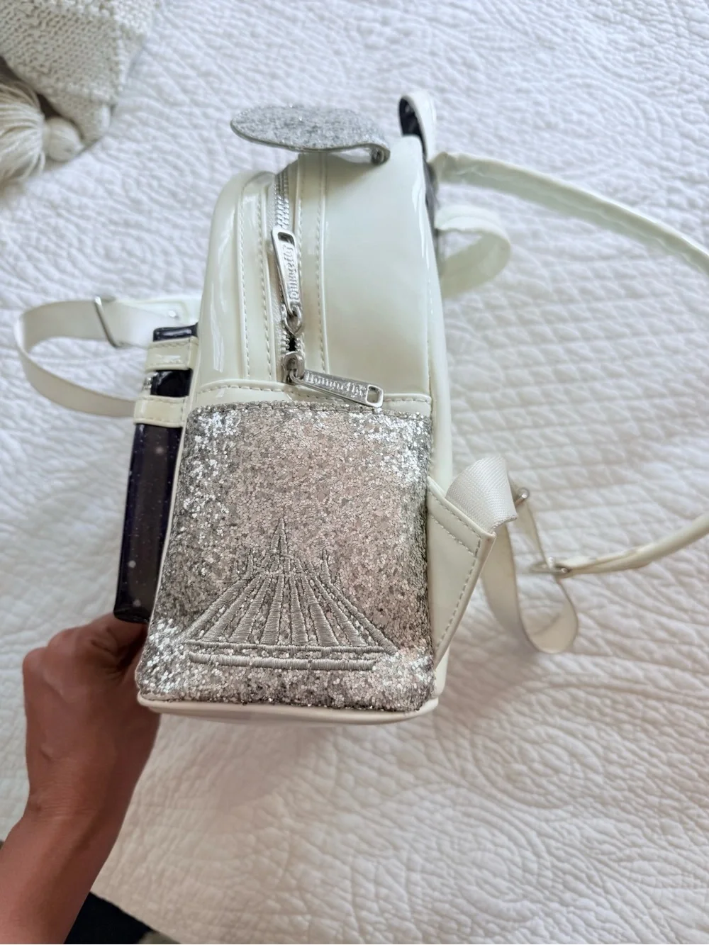 Loungefly Space Mountain Mini Backpack with Silver Glitter